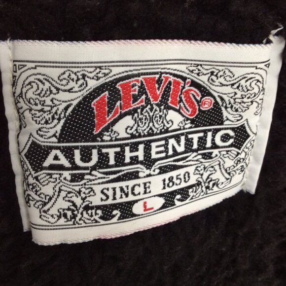 Vintage Levis Denim Jacket Sherpa Type 3 Trucker Mens Size Large Black 80s 90s - Picture 9 of 11